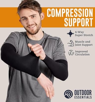 OutdoorEssentials UV Arm Sleeves for Men and Women - Sun Protection Sleeves - Compression, Golf, Baseball, Cooling, Tattoo Arm Sleeve - Mangas Para El Sol Para Hombre - Image 3