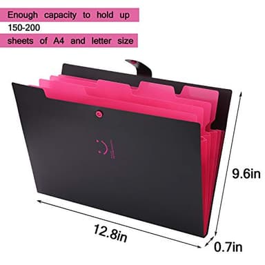 SKYDUE Letter A4 Paper Expanding File Folder Pockets Accordion Document Organizer (Black) - Image 6