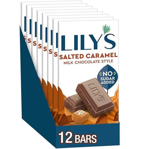LILY'S Salted Caramel Milk Chocolate Style No Sugar Added, Sweets Bars, 2.8 oz (12 Count) - Image 1