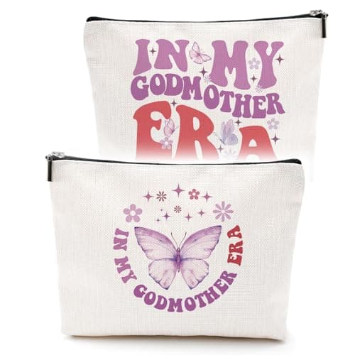 VICBOU Cute Butterfly Gifts for Women Godmother Mothers Day Makeup Bag Godmother Proposal Gift Godmother Gifts Butterfly Cosmetic Bag for Women New Mom Mommy Mama Friend Sister Christmas Birthday - Image 1