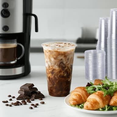 TashiBox 100 sets 24 oz plastic cups with flat lids and straws, smoothie cups with lids and straws, meal prep plastic large cup, clear crystal disposable iced coffee cup with lids - Image 5