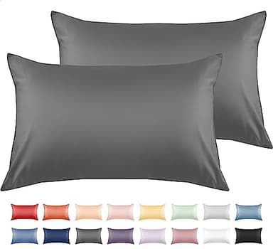 Warmstar 100% Cotton Toddler Pillowcase Set of 2, 600 Thread Count 13x18 Toddler Pillowcases Soft & Breathable, Cotton Travel Pillow Case Cover 13"x 18" with Envelope Closure,Dark Grey - Image 1