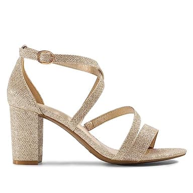 DREAM PAIRS Women’s Ankle Strap Dress Pump Low Chunky Heel Sandals,Size 9,Gold/Glitter,MADISON - Image 7