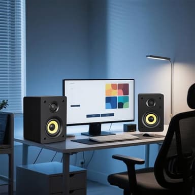 Sanyun SW206 4” HiFi Bookshelf Speakers with Studio Mode, 80W Active, Bluetooth 5.4/Optical/Coaxial/TRS/Aux/24bit DAC USB, for Turntable TV PC Desktop, MDF Cabinet, Remote Control, Black - Image 6