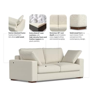 SIMPLIHOME Charlie Sofa in 100% Recycled Polyester Tightly Woven Performance Fabric, Cream, 78-inches Wide, Handcrafted Contemporary Style Loveseat Sofa or Couch for Living Room - Image 4