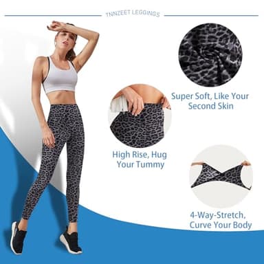High Waisted Leggings for Women - No See Through Tummy Novelty Workout Yoga Pants with Pockets Reg & Plus - Image 3