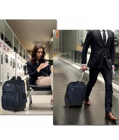 MATEIN Backpack with Wheels, Travel-friendly Rolling Laptop Backpack for Men Women, Freewheel Carry on Luggage Business bag, Compact College Trolley Suitcase Computer Bag fit 17 inch Notebook, Blue - Image 9