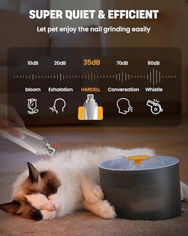 HARDELL Dog Nail Grinder, Super Quiet Dog Nail Trimmers with 2 LED Lights & 3 Grinding Ports, Safety Pet Nail Grinder for Small Dogs/Cats & Puppy - Image 2