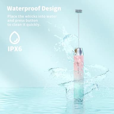 Maestri House Rechargeable Milk Frother with Stand, LunaFro Handheld Electric Foam Maker Waterproof Detachable Stainless Steel Whisk Drink Mixer Foamer for Lattes, Cappuccino - Image 6