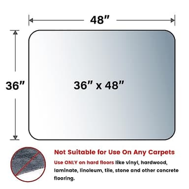 Yecaye Office Chair Mat for Hardwood Floor, 36" x 48" Clear Computer Desk Chair Mat, PVC Heavy Duty Floor Protector for Rolling Chairs, Can't be Used on Carpet(Transparent, 36" x 48") - Image 2