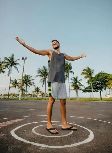 KuaiLu Men's Leather Flip Flops Arch Support Summer Beach Pool Water Thong Sandals Waterproof Rubber Walking Shoes Slip on Orthotic Casual Sport Cushioned Wide Slides Shower Slippers black Size 9 - Image 2