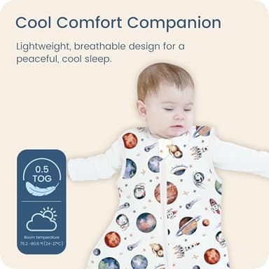TOTBASIC Extra Large Toddler Sleep Sack, Light Summer Wearable Blanket Baby Sleeping Bag with 2-way Zipper, Ultra Soft Breathable Sleep Sacks for 24-36-48 Months 2T-3T-4T, 2 Pack(Planet Explorers) - Image 2
