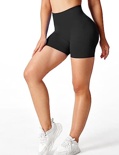 YEOREO Professional Women Workout Shorts 3.6" Scrunch Shorts Seamless High Waisted Contour Gym Yoga Biker Shorts Black - Image 4