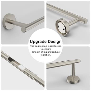 Round Bathroom Towel Bar, Stainless Steel Towel Holder Towel Rack for Bathroom Wall Mounted Towel Rod Heavy Duty Hand Towel Holder Organizer Modern Home Decor,Nickel - Image 6