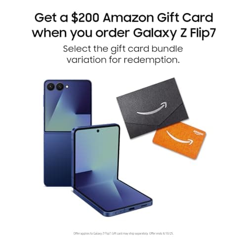 Samsung Galaxy Z Flip7 Cell Phone + Gift Card, 512GB AI Smartphone, Unlocked Android, Long Battery Life, 2025, US 1 Yr Manufacturer Warranty, Blue Shadow - Image 1