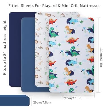 Crib Sheet for Boys and Girls, Super Soft Microfibre Crib Sheet Set, Breathable Cot Sheet, for Cot and Toddler Mattress, 130x70x20cm, 4pcs - Image 2