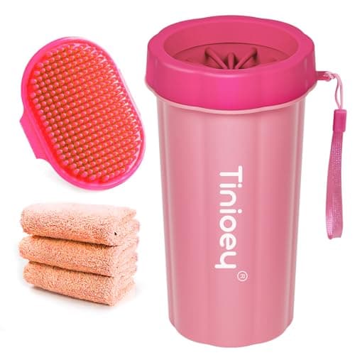 Dog Paw Cleaner for Large Dogs (with 3 Towels & Dog Bath Brush), Dog Paw Washer, Muddy Paw Cleaner, Pet Foot Cleaner (Large, Red), Dog Paw Protector Kit - Image 1