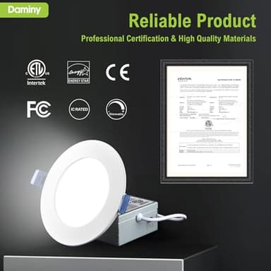 DAMINY 24 Pack 6 Inch LED Recessed Lighting with Junction Box,5CCT,Ultra-Thin Recessed Light,10W 1100lm, Dimmable Canless Wafer Ceiling Light, High Brightness - ETL - Image 7