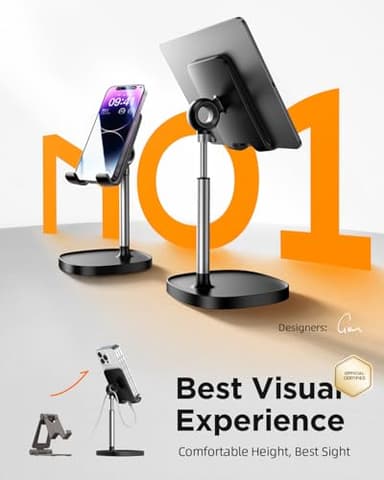 LISEN Cell Phone Stand Adjustable for iPhone Phone Holder for Desk, Office Desk Accessories Computer PC for iPhone Stand Gaming Essentials Fit Otterbox Case Phones Switch Kindle iPad Air Tablet 4-10in - Image 2