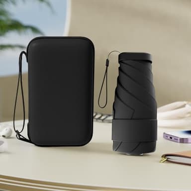 Windproof Mini Travel Folding Umbrella - UPF 50+ Sun & Rain Protection, Small Compact Lightweight Design Fits in Pocket or Bag, Eco-Friendly Fabric Wallet Umbrella for Commuter, Men Women Boys Girls - Image 6