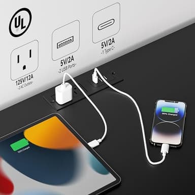 GEPELCN Dresser for Bedroom with Power Outlets Wood 5 Drawer Dresser with Large Storage Space Black Chest of Drawers with Smooth Metal Rail Tall Storage Organizer for Bedroom Living Room Closet - Image 5