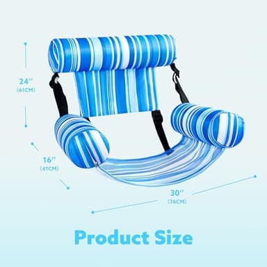 Sloosh Pool Floats Chairs Adult, 2 Packs Inflatable Pool Lounge Chairs,Blow up Hammock Pool Noodles Floats for Adults,Stripe Pattern Floating Water Chair for Pool Lake River(Stripe) - Image 6