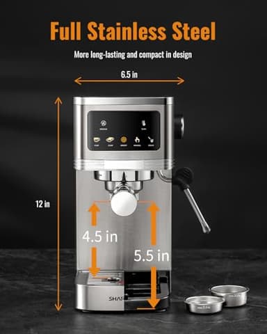 SHARDOR Espresso Machine 20 Bar, Professional Espresso Machine with Milk Frother and Touchscreen, Expresso Coffee Machines with Adjustable Temperature,for Cappuccino, Latte - Image 2
