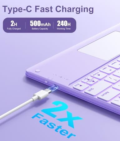 Hamile for iPad Air 13-inch Case Keyboard (M3/M2) - Magnetic Wireless Keyboard with Multi-Touch Trackpad 7 Colors Backlit Stain Proof Folio Cover for iPad Pro 12.9 6th 5th 4th 3rd Generation - Purple - Image 3