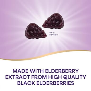 Nature’s Way Sambucus Elderberry Gummies, Immune Support Gummies*, Black Elderberry with Vitamin C and Zinc, 60 Gummies - Image 3