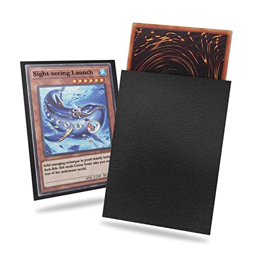 Black Yu-gi-oh Card Sleeve 200 Pack, Japanese Small Card Sleeves 62x89mm, Back Textured Perfect Shuffling, Protect Your Japanese Sized Trading Cards Kpop Photocard Never Tear - Image 1