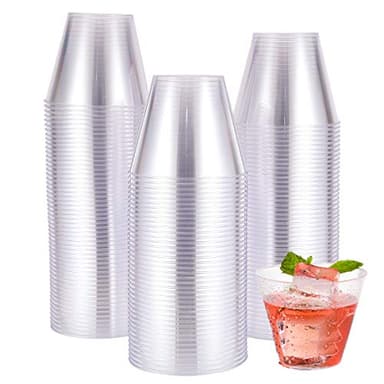 JOLLY CHEF 9 oz Clear Disposable Plastic Cups, 100 Pack Clear Plastic Cups Tumblers, Heavy-duty Party Glasses, Disposable Cups for Thanksgiving, Halloween, Christmas Party - Image 1