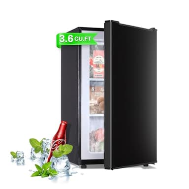 Upright Freezer 3.6 Cubic Feet, Mini Freezer with Removable Baskets, 3 Level Adjustable Temperature from -13°F to 23°F, Manual Defrosting, Reversible Stainless Steel Door, Suitable for Home, Black - Image 1