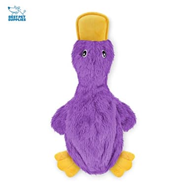 Best Pet Supplies Crinkle Dog Toy for Small, Medium, and Large Breeds, Cute No Stuffing Duck with Soft Squeaker, Fun for Indoor Puppies and Senior Pups, Plush No Mess Chew and Play - Light Purple - Image 2