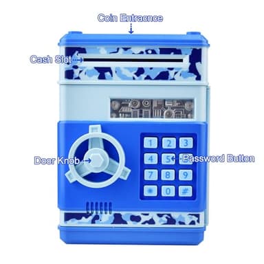 HUSAN Piggy Banks Money Banks for Kids, Electronic Password Code Money Banks ATM Banks Box Coin Bank for Children Boys and Girls (Camo Blue) - Image 2