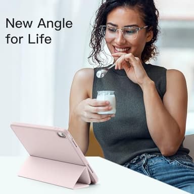 Akkerds Compatible with iPad (A16) 11th Generation Case 11 Inch 2025, for iPad 10th Generation Case 10.9 Inch 2022 with Pencil Holder, Slim Trifold Stand Protective Cover with Soft TPU Back, Pink - Image 2