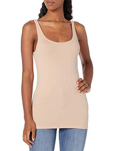 Amazon Essentials Women's Slim-Fit Thin Strap Tank Top, Pack of 2, Light Beige, Small - Image 3