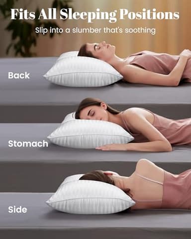 Qnoon Hotel Collection Bed Pillows for Sleeping, Bed Pillows Queen Size Set Of 2,Gusseted Pillow for Back, Stomach or Side Sleepers - Image 5