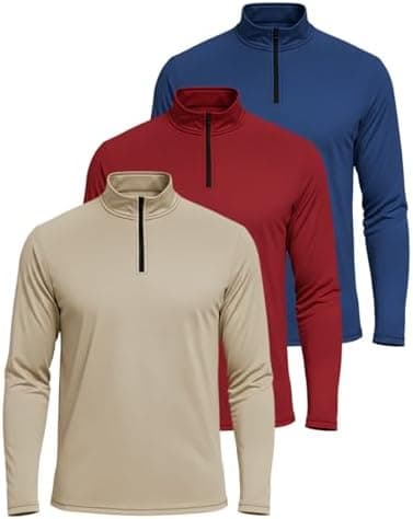 Real Essentials 3 Pack: Men's Dry-Fit Active Quarter Zip Long Sleeve Athletic Performance Pullover (Available in Big & Tall - Image 3