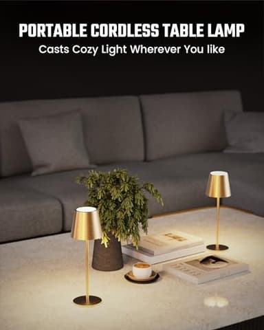 JACKYLED Cordless Table Lamps Rechargeable, 3 Adjustable Height, 5000mAh Battery Operated, 3 Colors Smooth Dimming, Portable LED Waterproof Gold Lamp for Dining, Bedroom, Outdoor (2 Pack) - Image 9