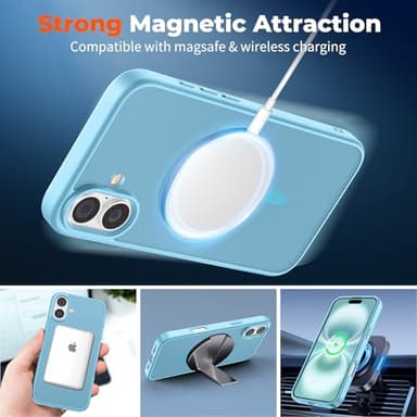zapica Magnetic for iPhone 16 Plus Case, [Compatible with MagSafe] [Military Grade Drop Protection] Translucent Matte Shockproof Anti-Scratch Phone Case, Light Blue - Image 3