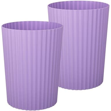 JiatuA Small Trash Can Plastic Wastebasket Round Garbage Container Bin for Bathroom, Kitchen, Bedroom, Home Office, College Dorm, Taro Purple 2 Pack - Image 1