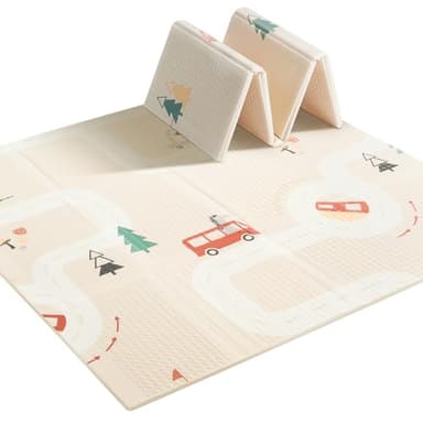 BG-BABYGO Baby Play Mat 47x47 Foldable Baby Play Mat for Playpen 50x50 Playpen Mat Reversible Foam Play Mat for Baby to Play on Floor 0.4" Crawling Baby Girl Play Mat for 50x50 Playpen(47 * 47 * 0.4) - Image 1
