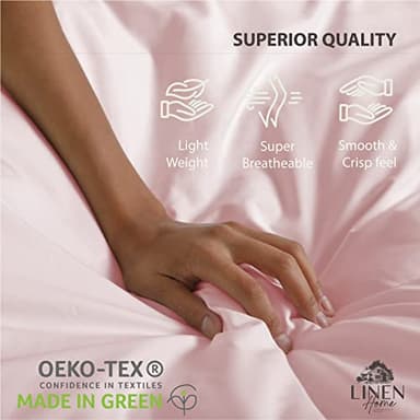Linen Home 100% Cotton Percale Sheets Queen Size, English Rose, Deep Pocket, 4 Pieces Set - 1 Flat, 1 Deep Pocket Fitted Sheet and 2 Pillowcases, Crisp Cool and Strong Bed Linen - Image 7