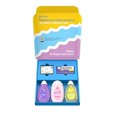Johnson's Baby Here Comes Baby Gift Set, Baby Essentials for New Parents with Moisturizing Lotion, Bedtime Bath, Body Wash & Shampoo, Hand & Face Wipes, & Diaper Rash Cream, 5 Items - Image 3
