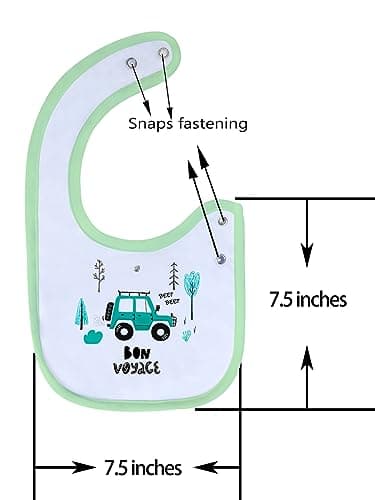 Maiwa 6 Pack Waterproof Cotton Baby Bibs with Snaps for baby boys girls teething drooling and feeding - Image 2