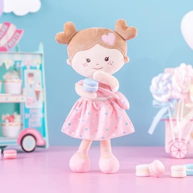 Onetoo First Baby Dolls Plush Rag Doll Soft Baby Toy Girls Sleeping Cuddle Buddy Doll Wear Pink Dress 14" - Image 7