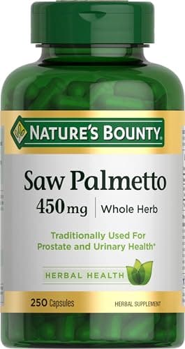Nature's Bounty Saw Palmetto Support for Prostate and Urinary Health, Herbal Health Supplement, 450mg, 250 Capsules - Image 1