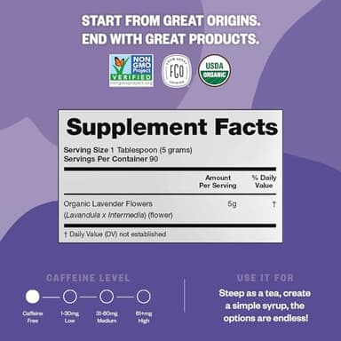 FGO Organic Dried Lavender Flowers, Extra Grade Dried Buds, Imported From France for Culinary or Sachet Bags, 4oz, Packaging May Vary (Pack of 1) - Image 4