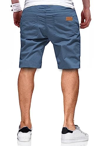JMIERR Mens Casual Shorts - Cotton Drawstring Summer Hawaiian Beach Stretch Waist Twill Chino Dress Golf Travel Essentials Shorts with Pockets for Men 9 Inch Inseam, 3XL, S3 Blue 2 - Image 2