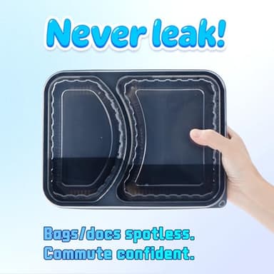 YANGRUI Takeout Containers with Lid 40 Pack 41 oz - Shrink Wrap 2 Compartment Leakproof | Reusable BPA Free Flexible Pure PP Plastic Food Container | Microwave & Dishwasher Safe Restaurant Lunch Boxes - Image 4